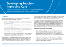 Developing People – Improving Care: A national framework for action on improvement and leadership development in NHS-funded services: Summary